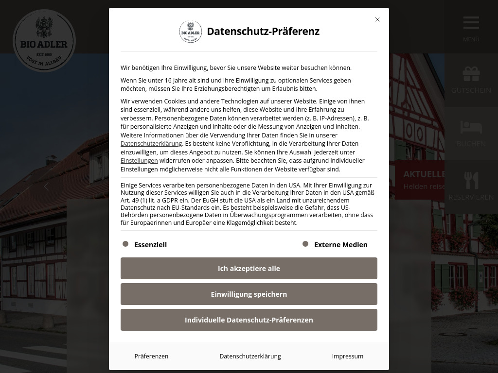 Website von Bio-Adler in Vogt