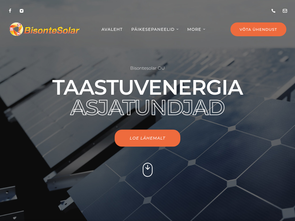 Website von Bisontesolar OÜ in Saue