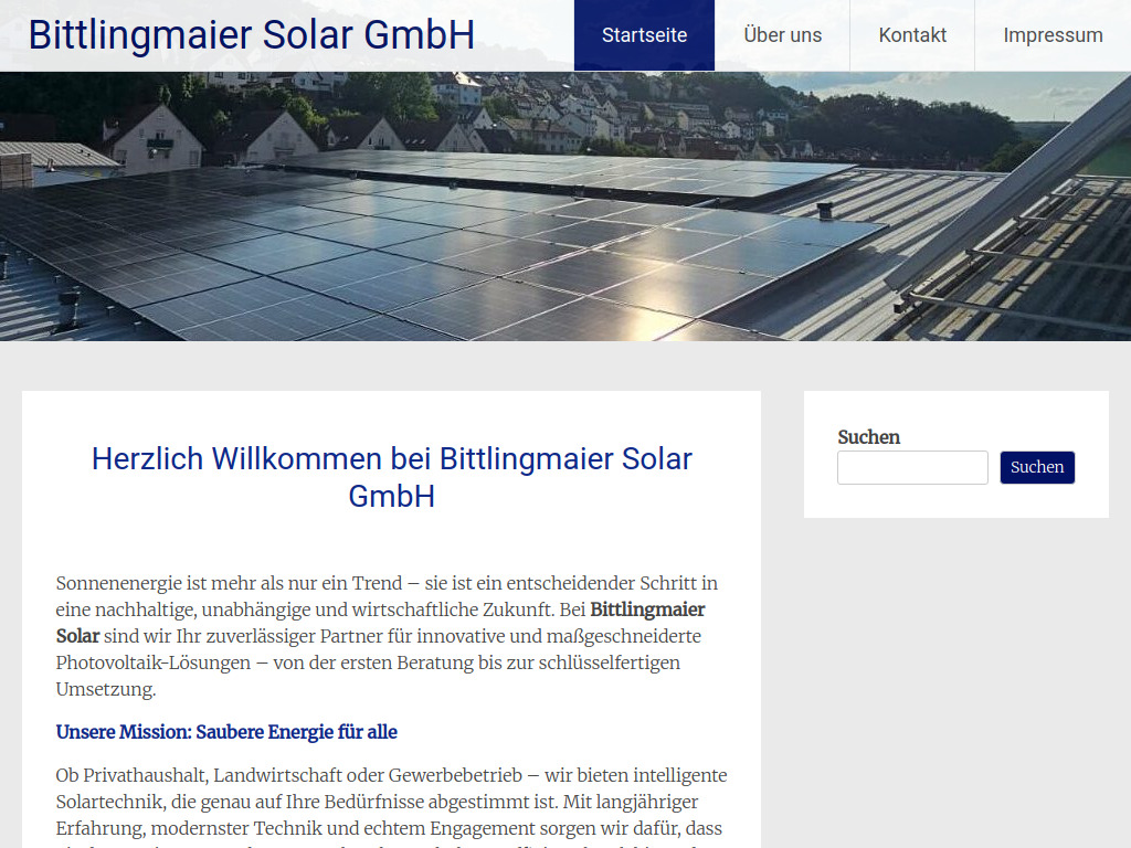 Website von Bittlingmaier Solar GmbH in Aalen