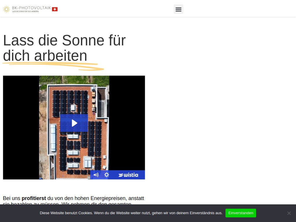 Website von BK-Photovoltaik GmbH in Zollikon