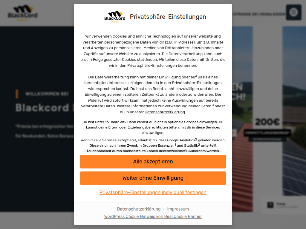 Website von BlackCord Energy GmbH in Essen