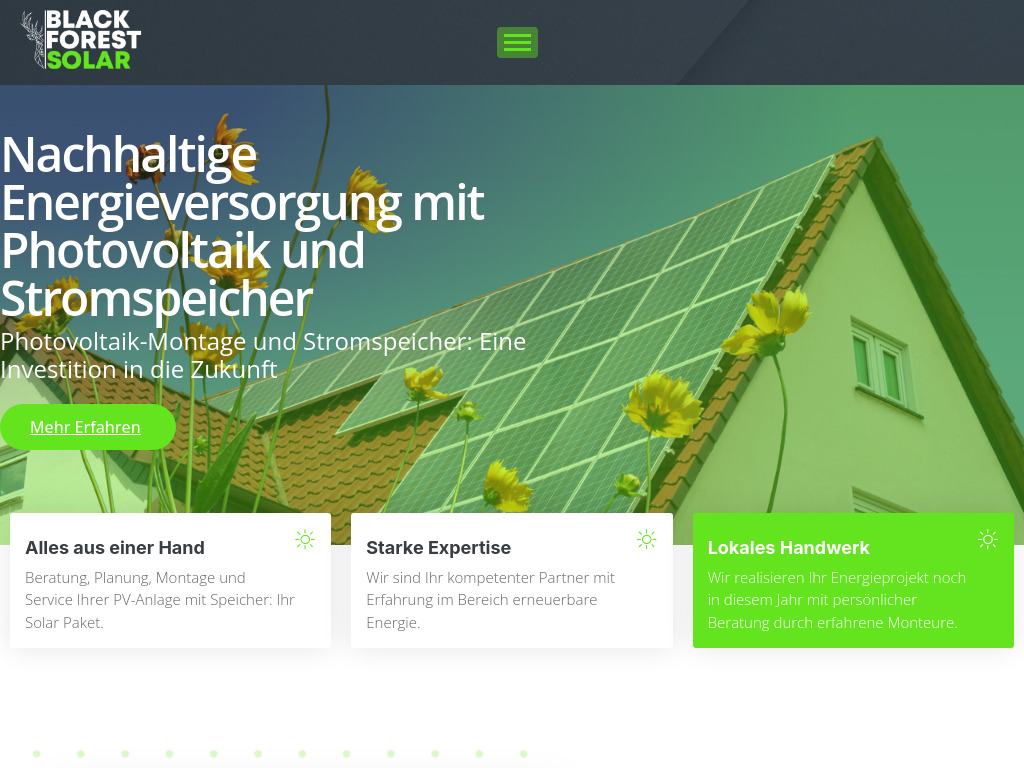 Website von Black Forest Solar GmbH in Althengstett