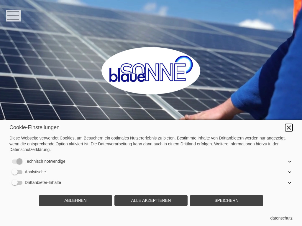 Website von Blaue Sonne GmbH in Ispringen
