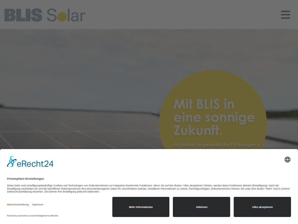 Website von BLIS Solar GmbH in Hannover