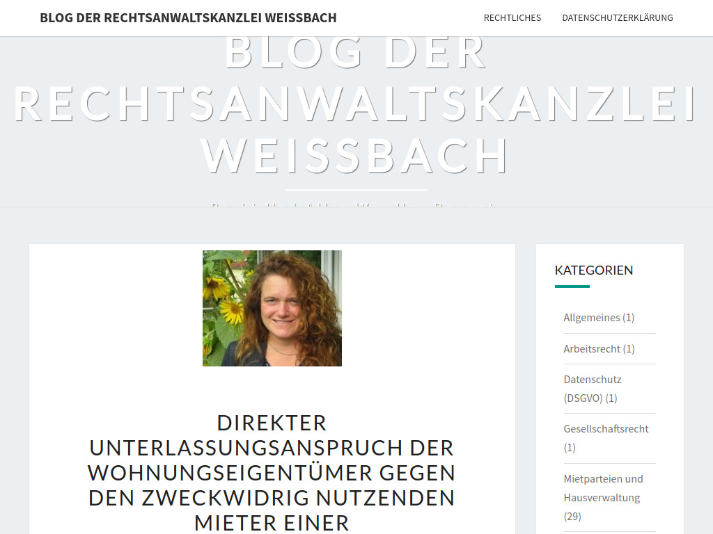 Website von Blog der Rechtsanwaltskanzlei Weißbach
