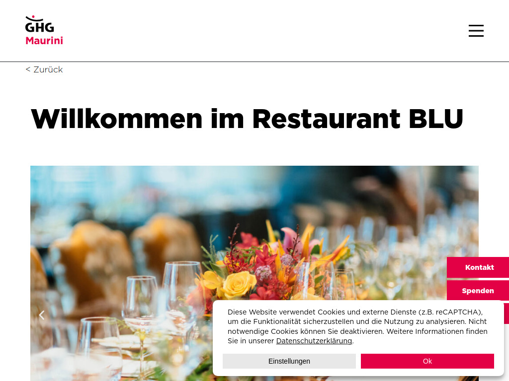 Website von Restaurant BLU