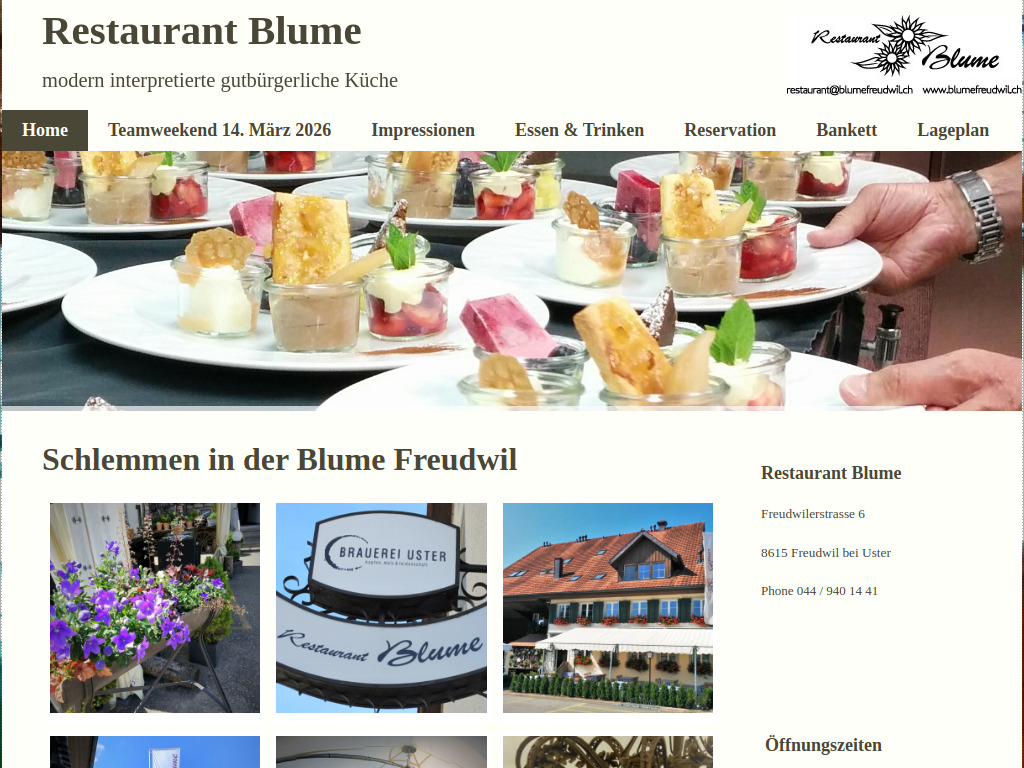 Website von Restaurant Blume in Freudwil