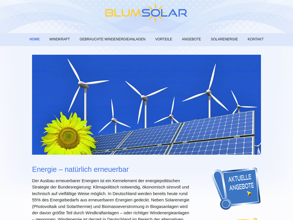 Website von BlumSolar in Grevenbroich