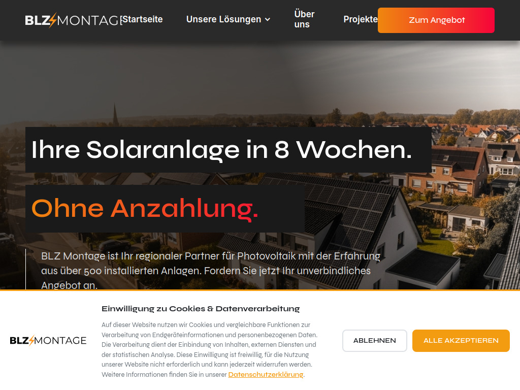 Website von BLZ Montage in Heldenstein