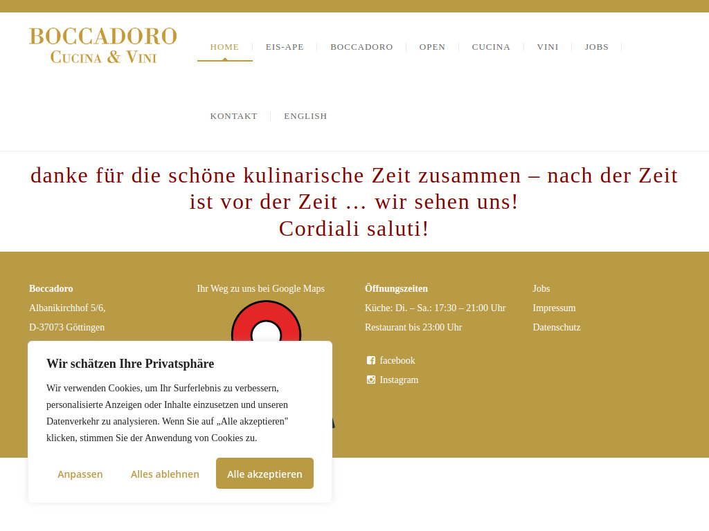 Website von Boccadoro GmbH in Göttingen