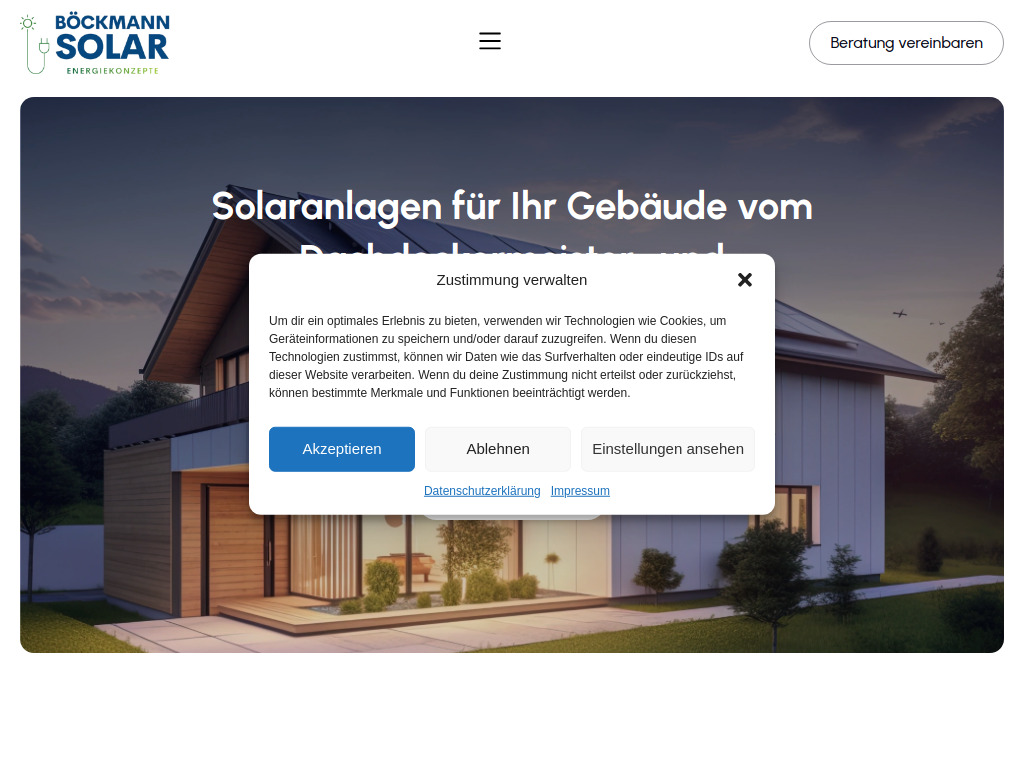 Website von Elektromeisterbetrieb Böckmann Solar GmbH in Westerkappeln