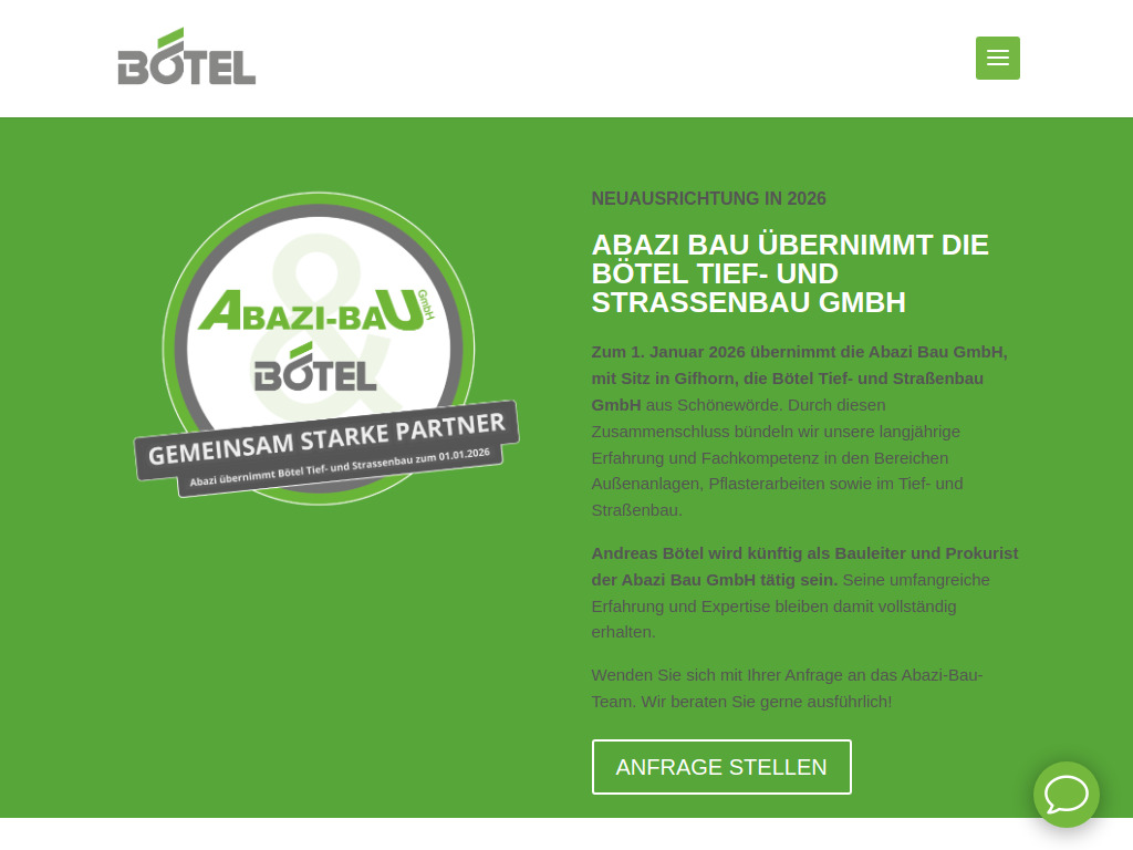Website von Bötel Tief- und Straßenbau GmbH in Gifhorn