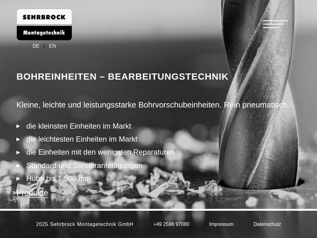Website von Sehrbrock Montagetechnik GmbH & Co. KG in Nordkirchen