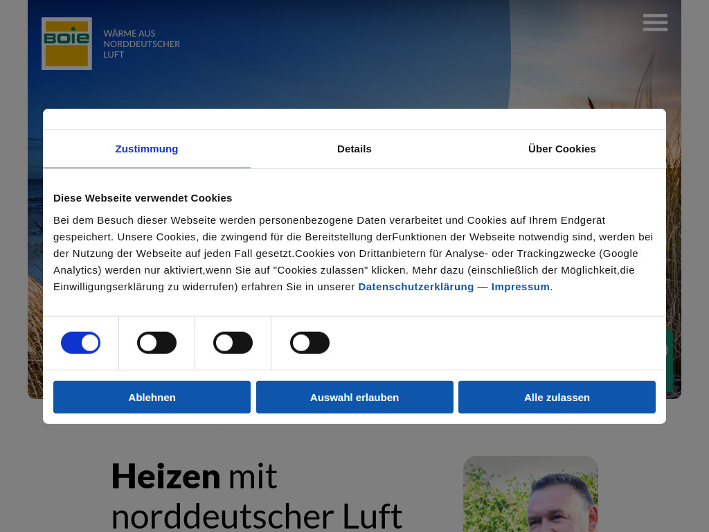 Website von Boie GmbH & Co. KG in Lübeck