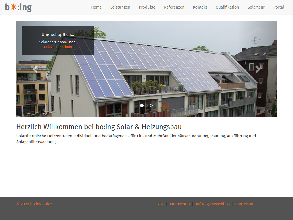Website von bo:ing Solar & Heizungsbau in Wetter - Amönau