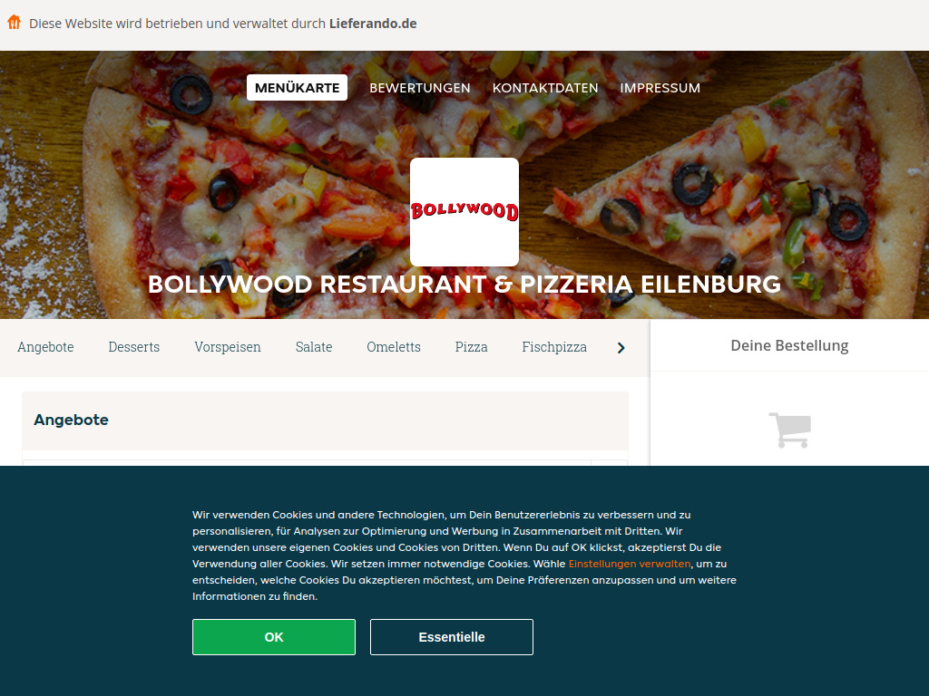 Website von Bollywood Restaurant & Pizzeria Eilenburg - Essen online bestellen in Eilenburg in Eilenburg