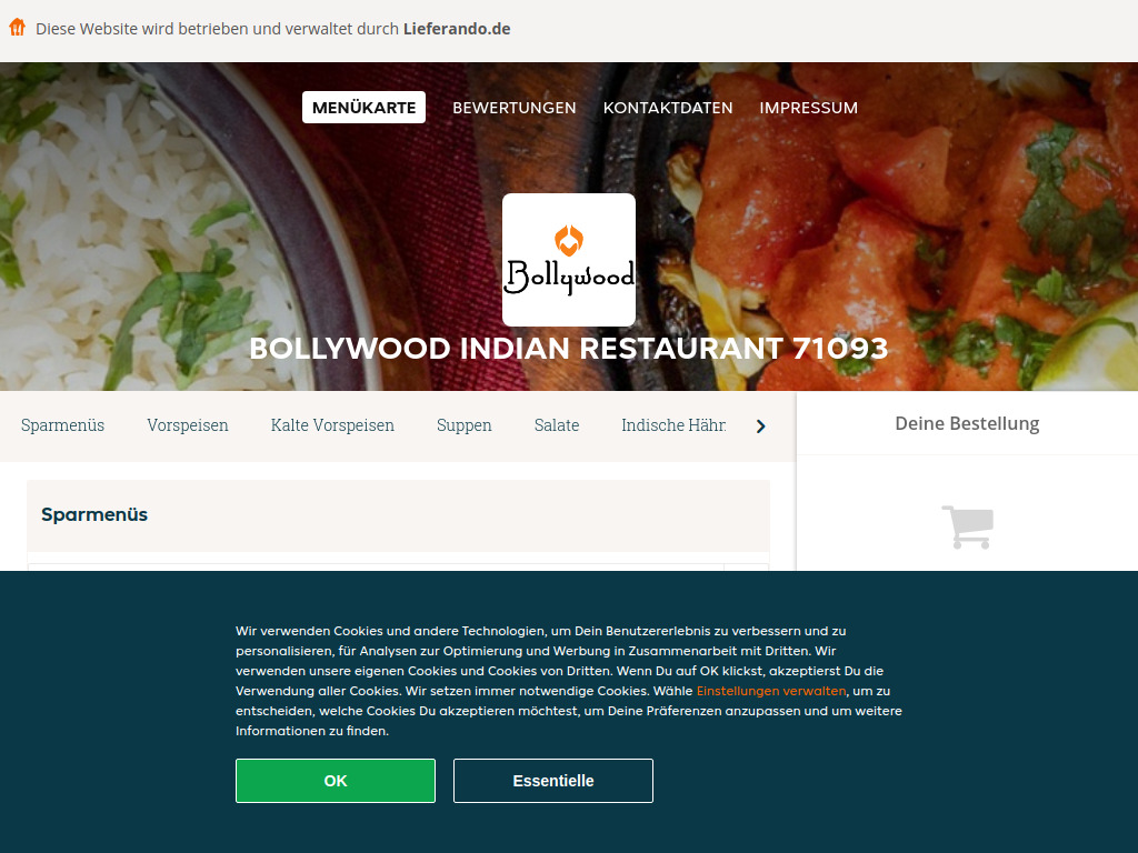 Website von Bollywood Indian Restaurant 71093 - Essen online bestellen in Weil im Schönbuch in Weil im Schönbuch