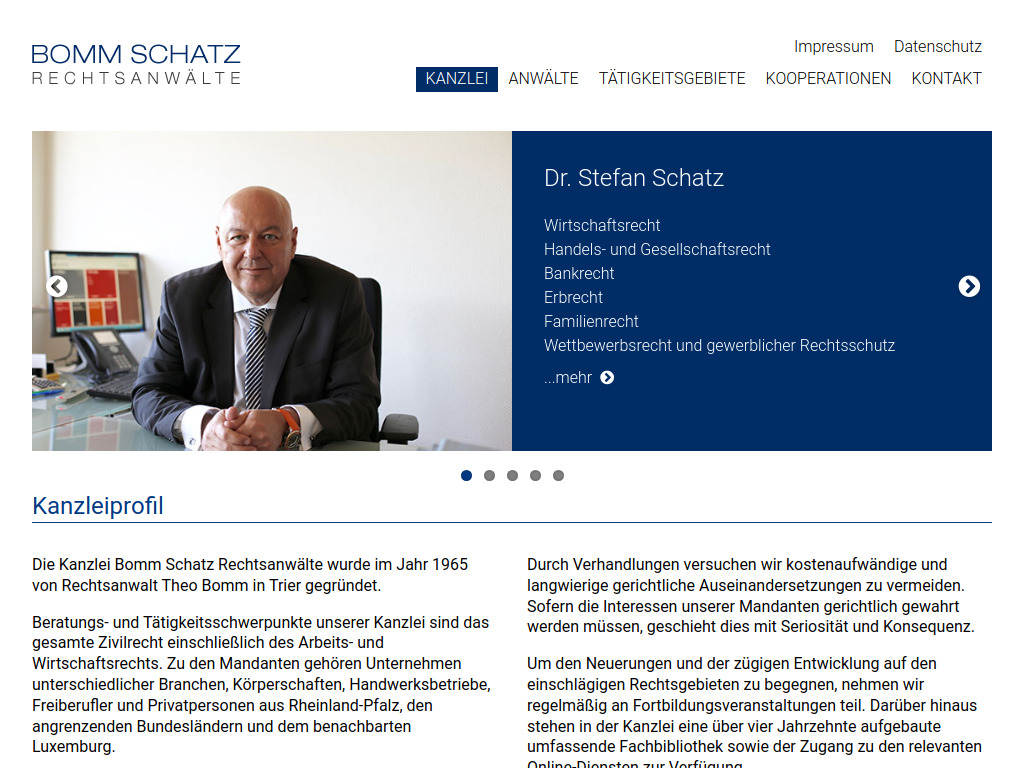 Website von BOMM SCHATZ Rechtsanwälte Partnerschaftsgesellschaft mbB in Trier