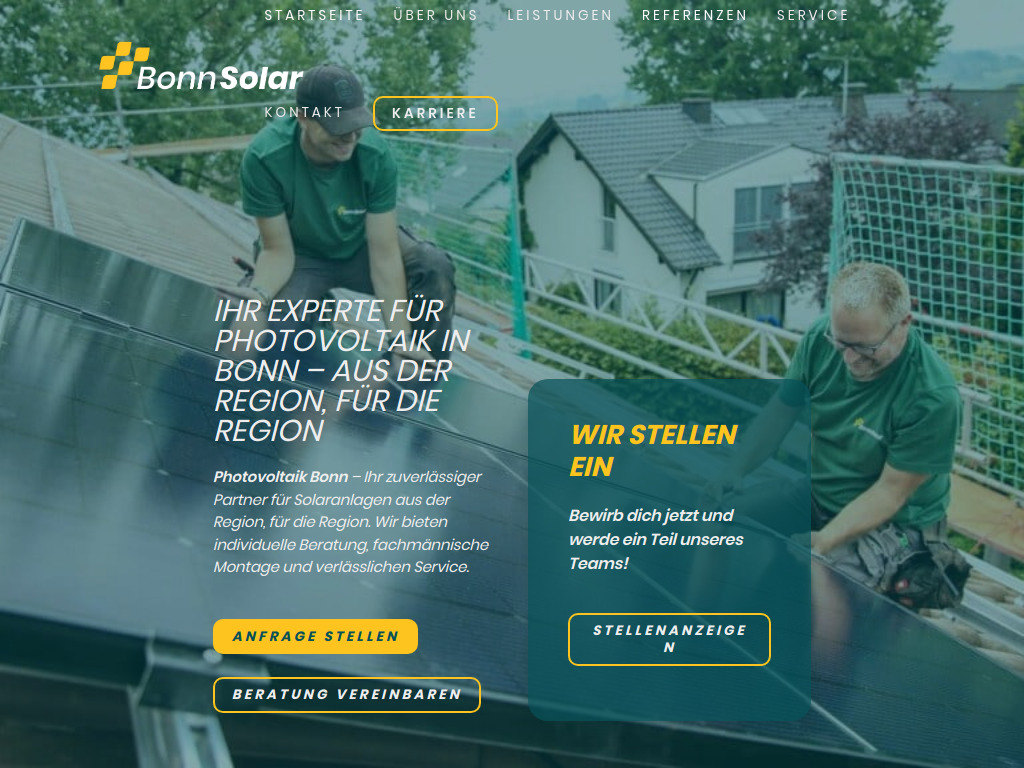 Website von BonnSolar GmbH & Co. KG in Bonn