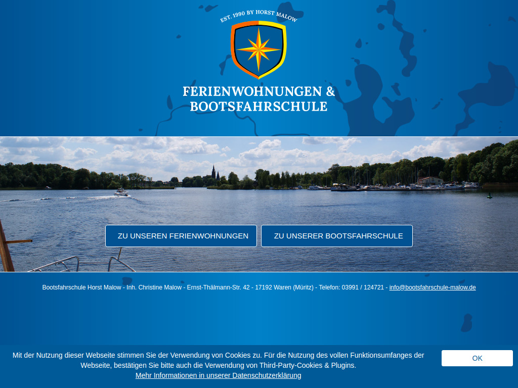 Website von Bootsfahrschule Horst Malow in Waren