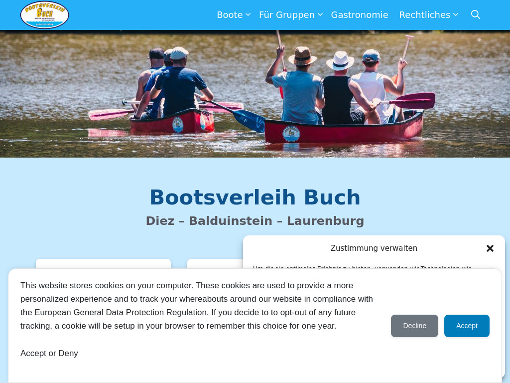 Website von Bootsverleih Buch - Balduinstein in Obernhof