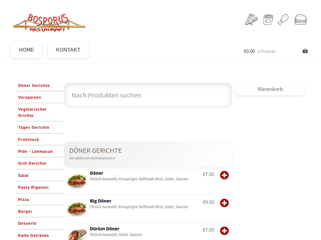 Website von Bosporus Restaurant Wassertrüdingen- Online Bestellen - Offizielle Website in Wassertrüdingen