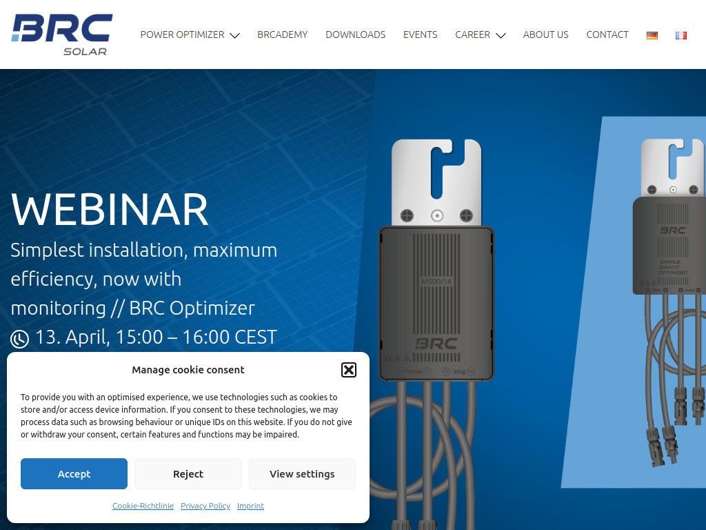 Website von BRC Solar GmbH in Ettlingen