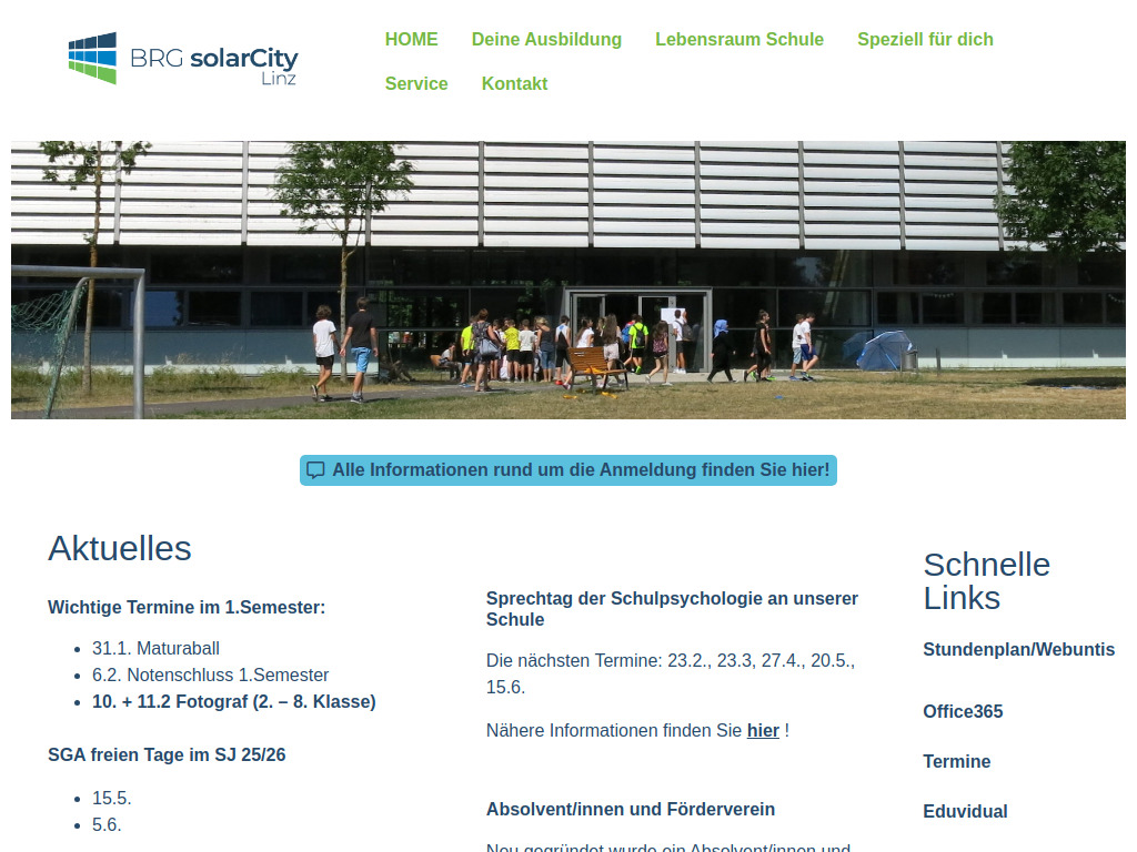 Website von BRG solarCity Linz in Linz