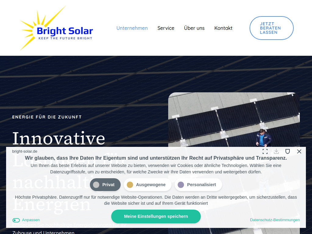 Website von Bright Solar in Siegen