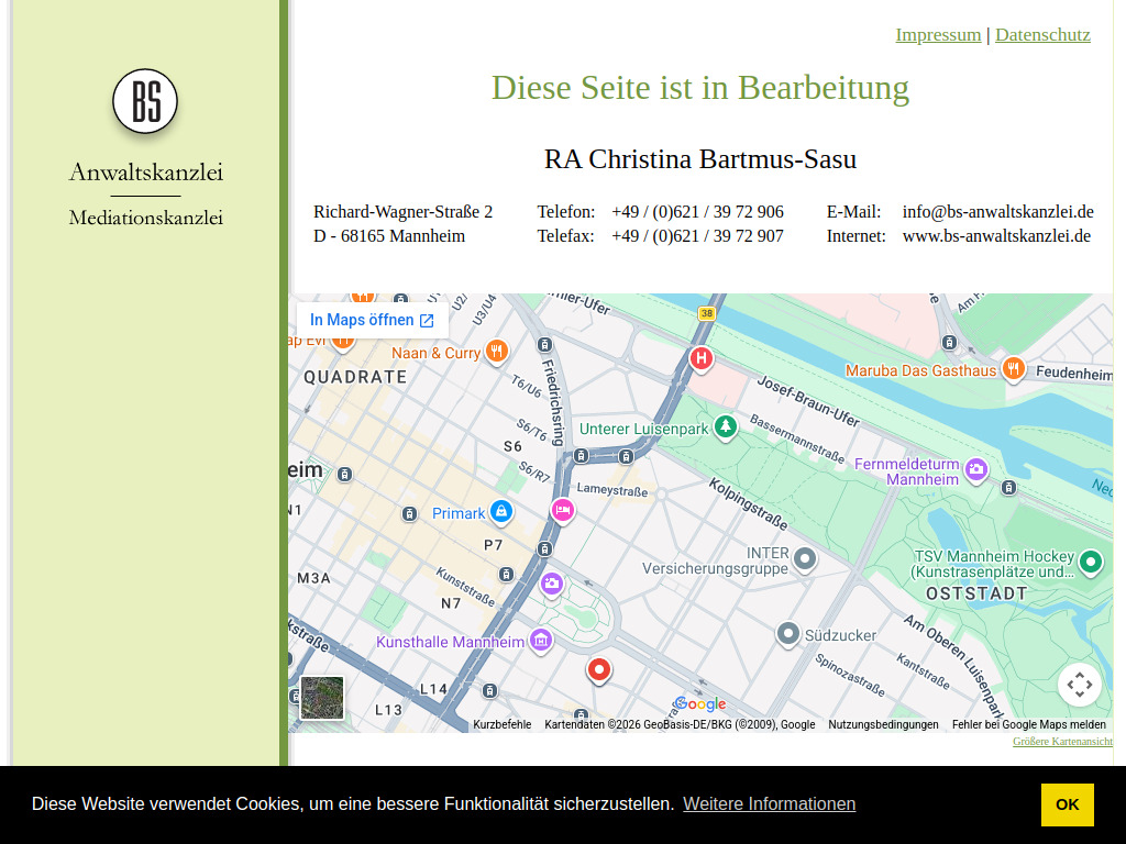 Website von Anwaltskanzlei Bartmus-Sasu in Mannheim