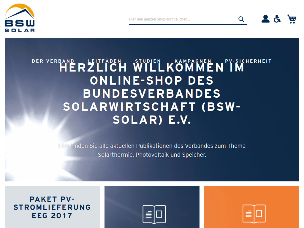 Website von BSW - Bundesverband Solarwirtschaft e.V. in Berlin