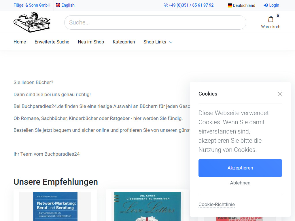 Website von Flügel & Sohn GmbH in Dresden
