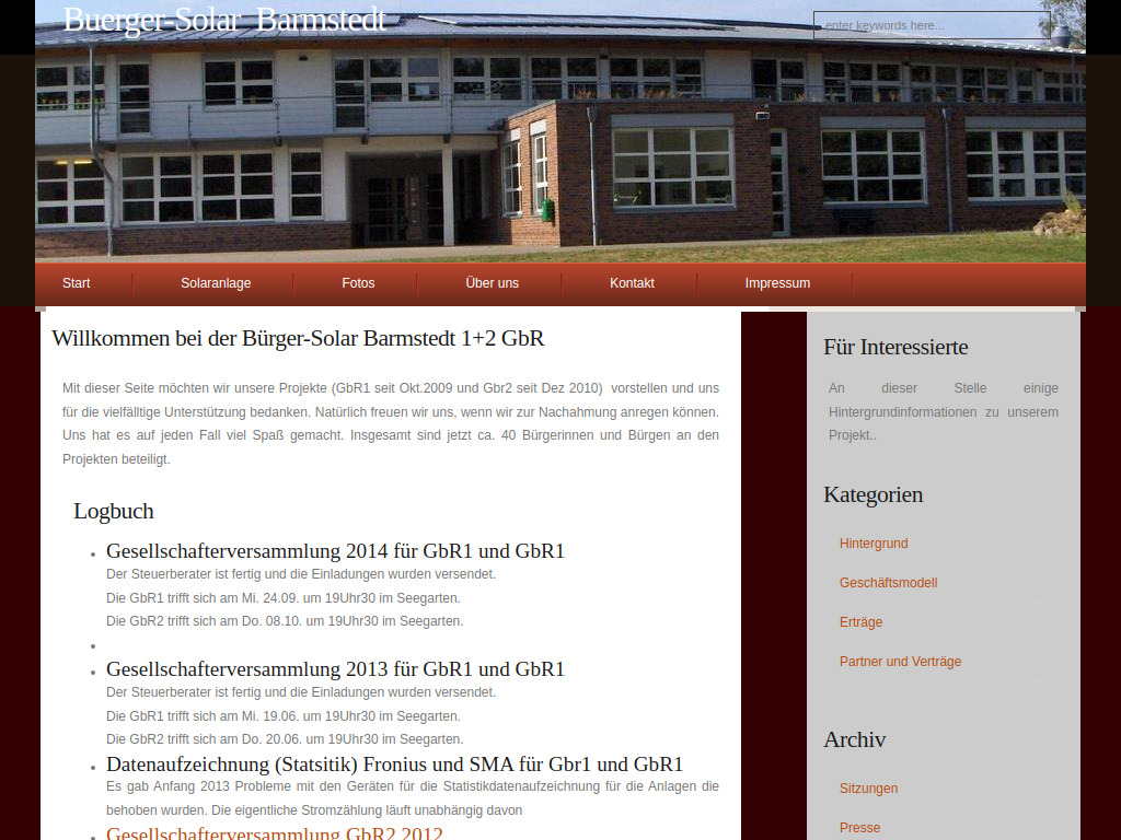 Website von Bürger-Solar Barmstedt 1+2 GbR in Barmstedt