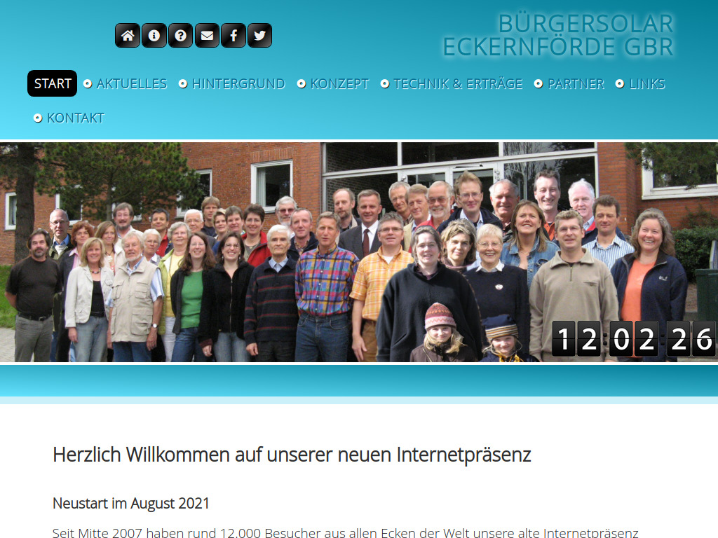 Website von Bürgersolar Eckernförde GbR in Altenholz-Klausdorf