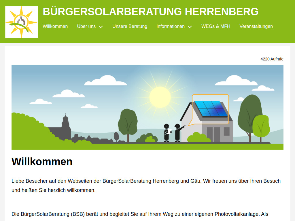 Website von BürgerSolarBeratung Herrenberg in Herrenberg