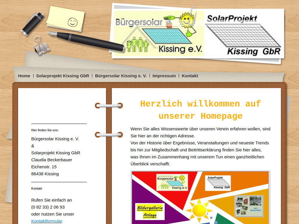 Website von Bürgersolar Kissing e.V in Kissing