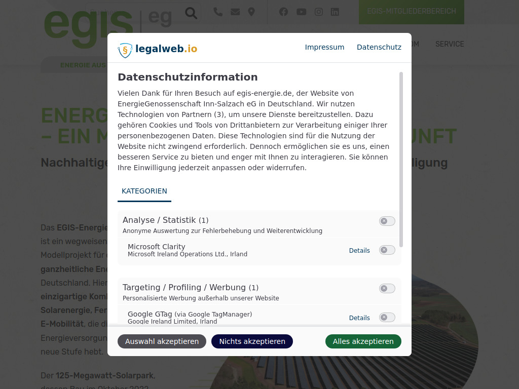 Website von Energiegenossenschaft Inn-Salzach eG in Neuötting