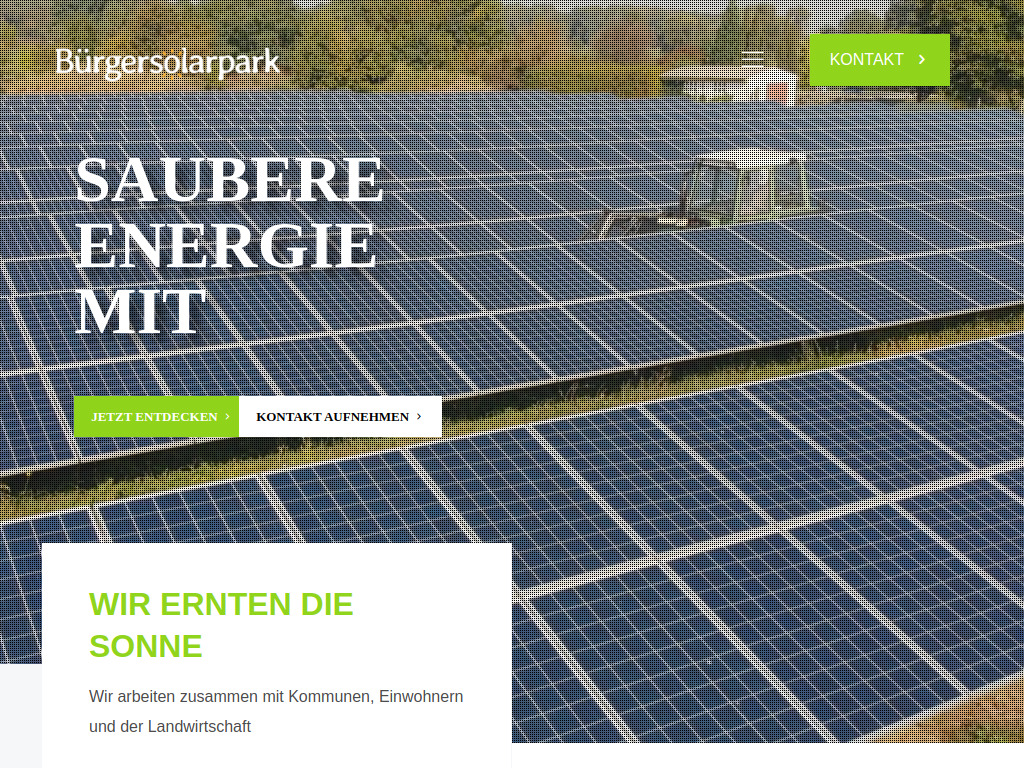 Website von Bürgersolarpark GmbH in Neustadt