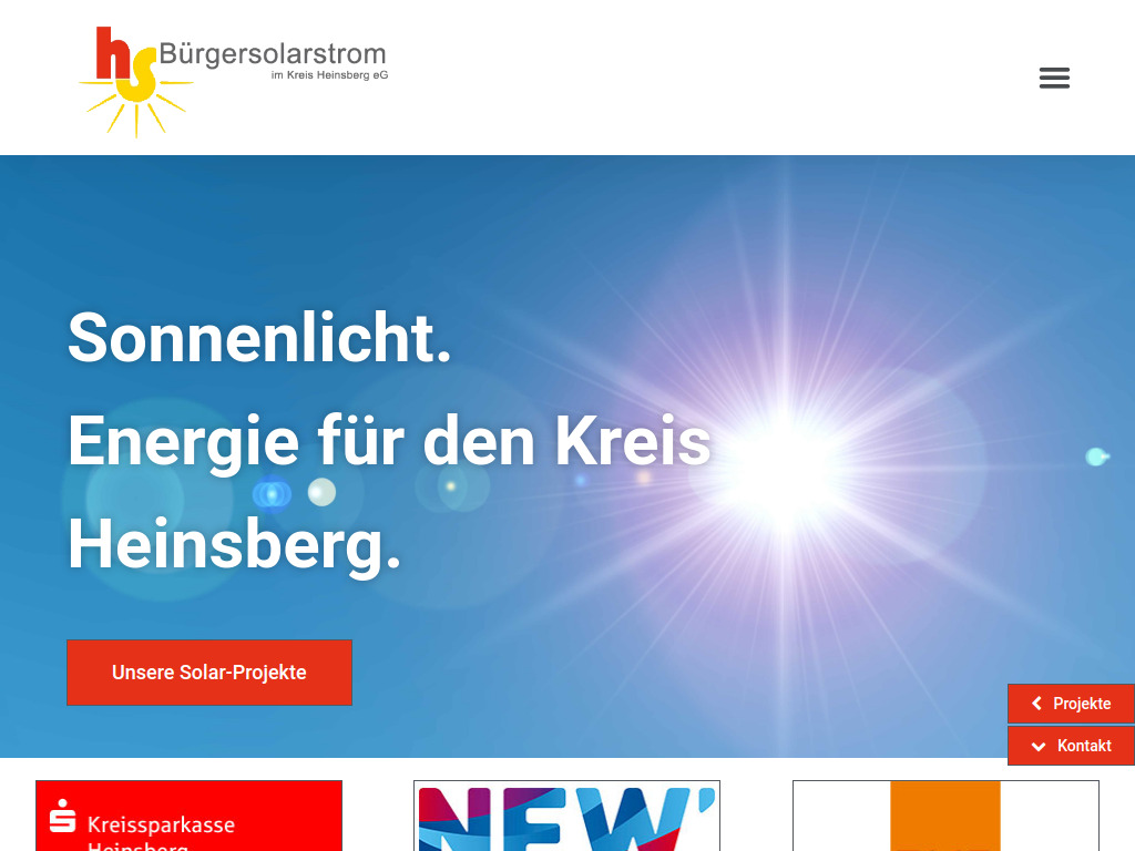 Website von Bürgersolarstrom im Kreis Heinsberg eG in Erkelenz