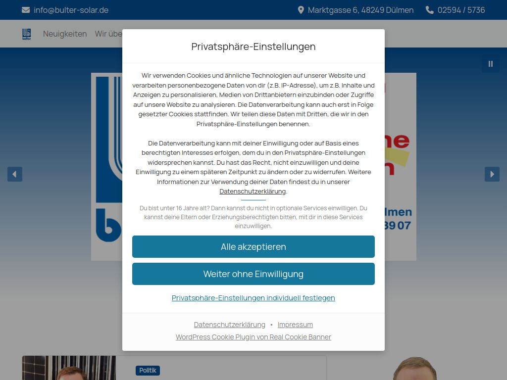 Website von Bulter GmbH in Dülmen