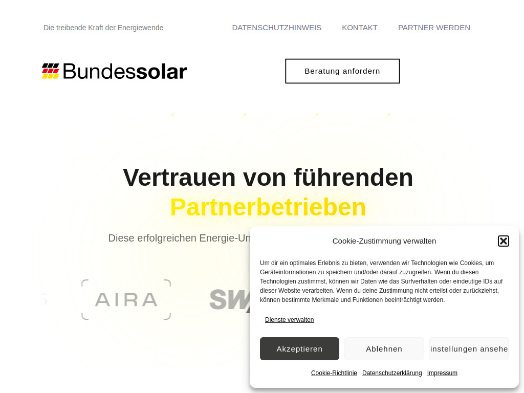 Website von Bundessolar in München