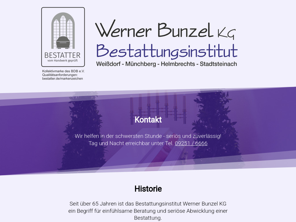 Website von Werner Bunzel KG in Weißdorf