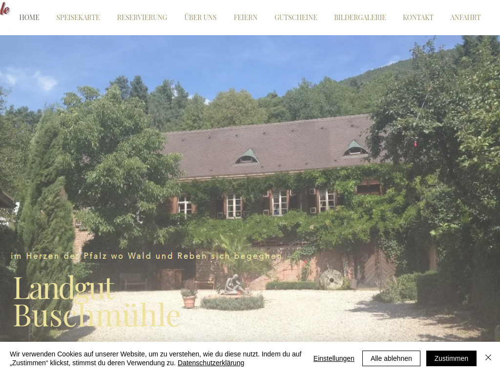 Website von Restaurant im Landgut Buschmühle in Weyher