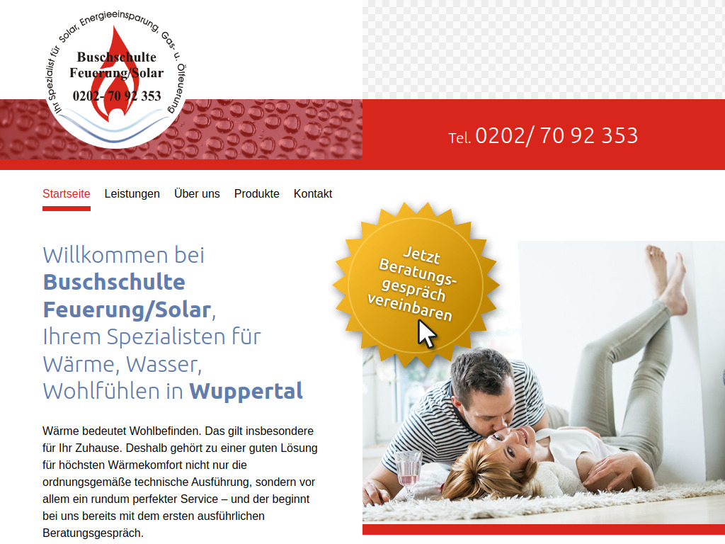 Website von Buschschulte Feuerung/ Solar in Wuppertal