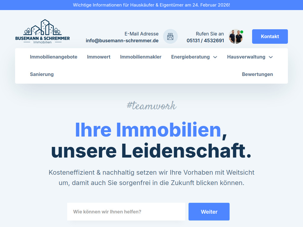 Website von B&S Immobilien Service GmbH in Garbsen