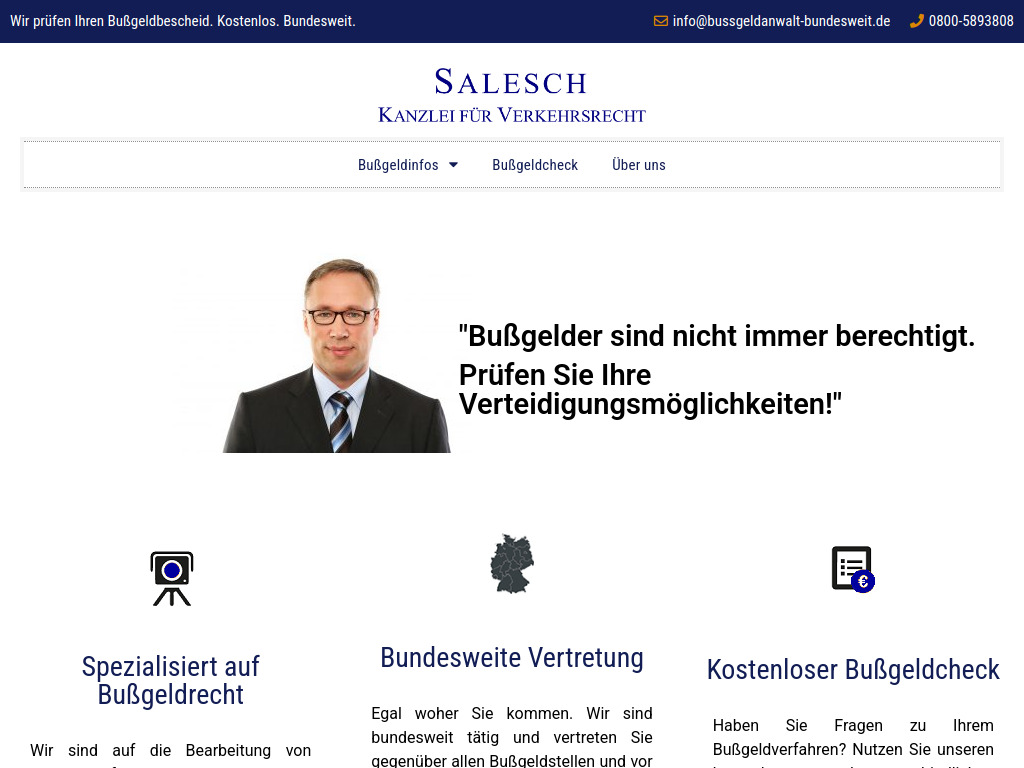 Website von Anwaltskanzlei Salesch in Rostock