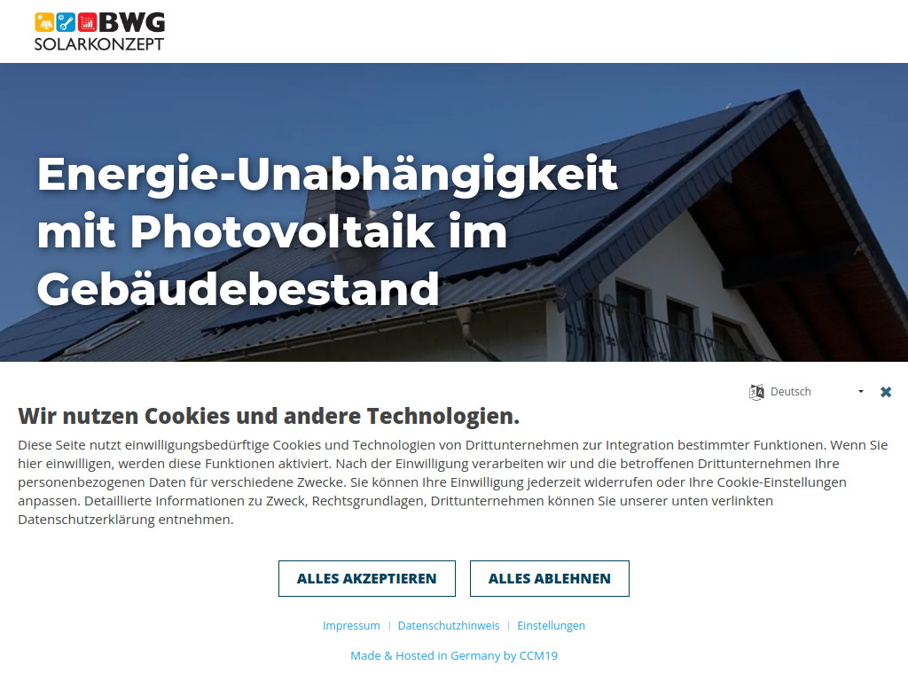 Website von BWG Solarkonzept Rhein-Ahr-Eifel GmbH in Kaisersesch