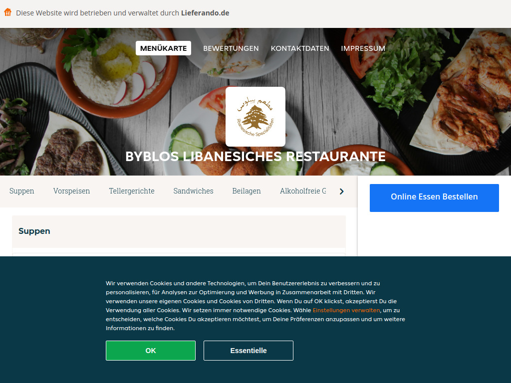 Website von Byblos Libanesiches Restaurante - Essen online bestellen in Düsseldorf in Düsseldorf