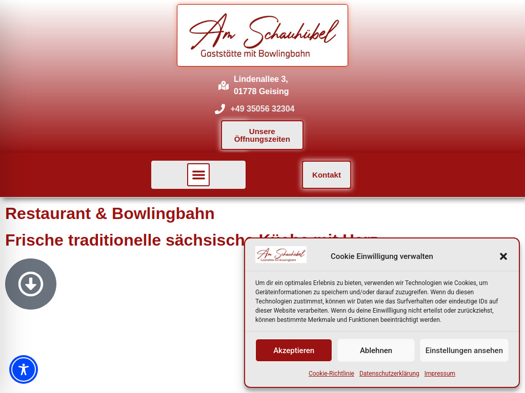 Website von Gaststätte Am Schauhübel in Geising