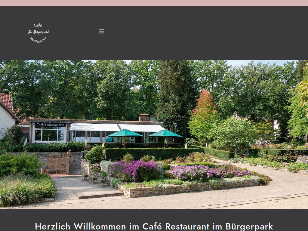Website von Café Restaurant im Bürgerpark in Bielefeld